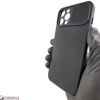 Švelnus guminis dėklas su kameros apsauga - juodas (Apple Iphone 12 Pro Max)